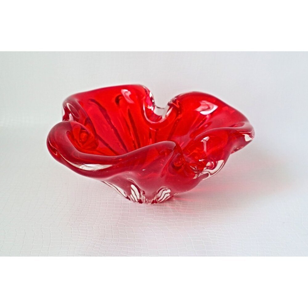 Vintage Chalet Glass Red Ashtray Cigar Mid Century Modern Contemporary Canada MC
